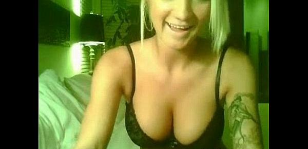  Busty blonde with fake tits masturbate